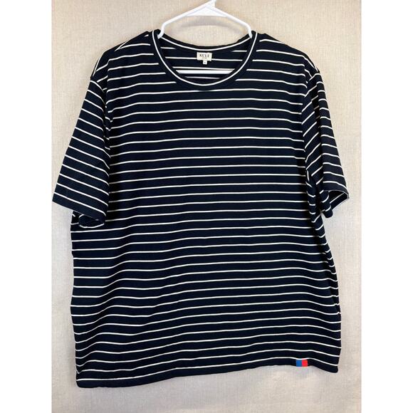 Kule Mister Men's XL navy and white stripe t-shirt 100% cotton crew neck‎ - Picture 2 of 6